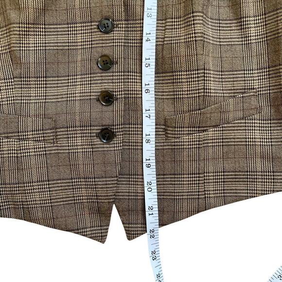 New York & Co Sz 10 Vtg Glen Plaid Twill Fitted Vest Button Front Classic Dressy - Picture 8 of 16